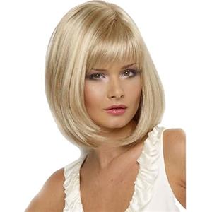 Generico LukyTimo 30cm Parrucca Capelli Veri Donna Parrucca Bionda Cosplay Parrucca Capelli Lisci Parrucche Naturali Lunghe Parrucche Ombre Bob per Feste