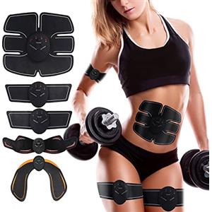 Jenylu 5 Pezzo EMS Elettrostimolatore Muscolare, Elettrostimolatore Addominali, Hip Trainer Glutei, 6 modalità di Allenamento e 10 Livelli di Intensità per Addome/Braccio/Gambe/Glutei, Unisex
