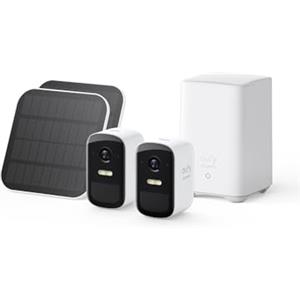 eufy Security eufyCam 2C Kit 2 telecamera wifi esterno senza fili, telecamera pannello solare, con durata della batteria di 180 giorni, 1080p HD, IP67, visione notturna, senza canone mensile