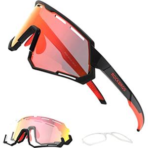 ROCKBROS Occhiali da Sole Ciclismo, Occhiali Sportivi Multifunzionali, Lenti Intercmbiabili Polarizzate & Fotocromatiche, Uomo Donna, Adatto per Bici, MTB, Corsa, Pesca