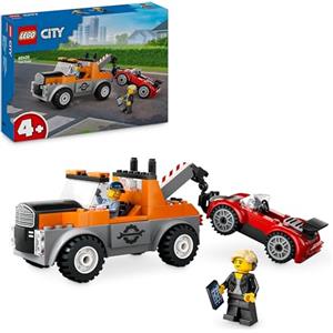 LEGO City Autogrù e Officina Auto Sportive Giocattolo, Giochi Creativi da Meccanico per Bambini e Bambine da 4 Anni con Camion Carro Attrezzi e Macchina da Costruire, Idea Regalo da Collezione 60435