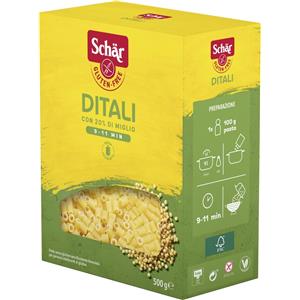 Schär Ditali Pasta Senza Glutine 500 g - Pasta dietetica con farina di mais, miglio e riso