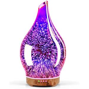 Porseme Diffusore di aromi 150ml,Vetro soffiato a mano,Silenzioso 3D Umidificatore Ultrasuoni, 7 LED che Cambiano Colore, senza BPA, Diffusore per Ambienti con Timer per casa,yoga (Rosegold)