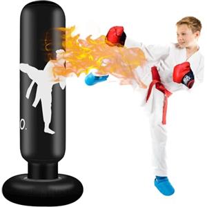 ZephyrCraft Sacco da Boxe Gonfiabile per Bambini 160cm, Sacco da Boxe da Terra per Allenamento di Karate, Taekwondo, MMA, Sacco da Boxe per Bambini Ragazzi e Ragazze dai 6 Anni in Su