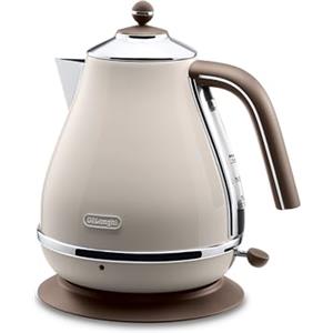 De'Longhi KBOV2001.BG Bollitore Elettrico Icona Vintage, Grande Capacità 1,7L, Filtro Anticalcare Lavabile, Spegnimento Automatico, Indicatore Livello Acqua, Piedini Antiscivolo, Avvolgicavo, Beige