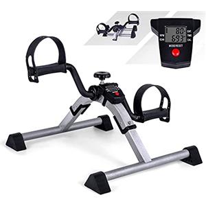 VAZILLIO Mini Cyclette da Casa Pieghevole, Pedaliera Riabilitazione Pedaliera di Esercizio per Braccia, Gambe, Display LCD, Cinturino e Resistenza Regolabile, Facile da Usare e da Riporre