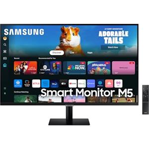 Samsung Smart Monitor M5 (S32DM502), Flat 32'', 1920x1080 (Full HD), Smart Hub con app di streaming, Office 365, Gaming Hub, Speaker integrati, Telecomando, WiFi, HDMI, USB