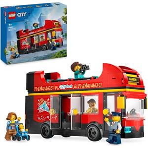 LEGO City Autobus Turistico Rosso a Due Piani, Giochi per Bambini e Bambine da 7 Anni in su con Veicolo Giocattolo in Stile Londinese da Costruire e 5 Minifigure, Idea Regalo di Compleanno 60407