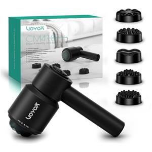 VOYOR-HEALTH Senza Corda Massaggiatore Anticellulite, Palmare Elettrico Vibromassaggiatore per Alleviare la Fatica e Rilassare I Muscoli, Massaggiatore Portatile a 5 Teste Multifunzionali CM410 (Nero)