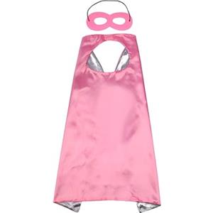 Proumhang Mantello Maschera set Halloween Natale Carnevale Bambini Festa di compleanno Cosplay Performance Costume Mantello Mantelli da Supereroe per Bambini da 1 a 9 anni Rosa