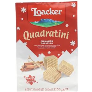 Loacker Winter Edition Quadratini Cannella, Cialde di Wafer Farcite di Deliziosa Crema arricchita dalla Cannella, Snack Dolci, 250 g