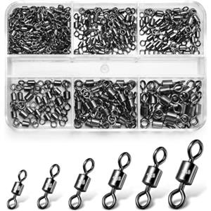 Annyswit 200/300 Pezzi Pesca Girelle 4# 6# 8# 10# 12# 14# Girelle da Pesca Girella per Trota Anelli Solidi Mulinello Pesca Set Girelle Micro per Evitare l'Aggrovigliamento delle Lenze da Pesca