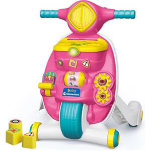 Clementoni Baby Clementoni - Valentina Scooterina 2 in 1, Moto Bambini Spingibile Primi Passi 9+ Mesi, Centro attività Prima Infanzia per Imparare Lettere, Numeri e Parole, Made in Italy, Lingua Italiana, 17853