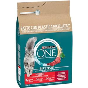 Purina One Bifensis Crocchette Gatto Sterilizzato Gatti Ricco di Bue e Grano 3 kg, 2,8kg, 3000 unità