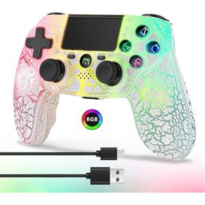 DYONDER Controller Wireless per PS4 LED Wireless Remote Gamepad con Doppia Vibrazione con Luce RGB, PS4 Joystick per PS4/Slim/Pro/PC