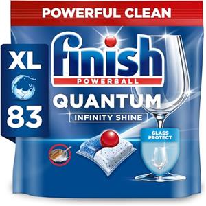 Finish Quantum Infinity Shine Pastiglie per lavastoviglie Bulk | profumo: REGULAR | Dimensioni: 83 pastiglie per lavastoviglie | Per una pulizia frizzante, la confezione può variare
