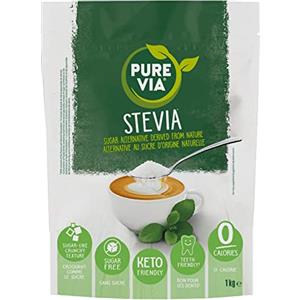 Pure Via Stevia Dolcificante 1kg | Senza Zucchero e Senza Glutine, Zero Calorie