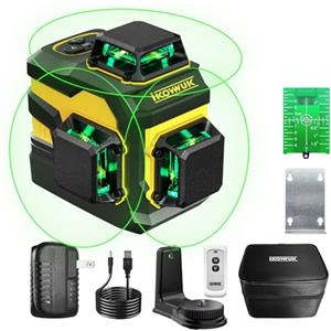 IKOVWUK Livella Laser Autolivellante 3x360° Cross Livello Laser Verde Modulo Doppia Linea Verticale/Orizzontale, Laser 5200mAh Batteria al Litio e Staffa Girevole Magnetica,Telecomando