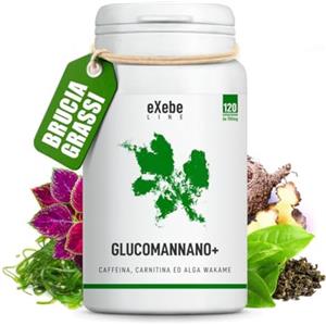 Exebe Line Glucomannano Drenante Forte Dimagrante Brucia Grassi Potente Veloce Integratore con Alga Wakame Carnitina Caffè Verde Tè Verde Keto 120 CPS Made in Italy