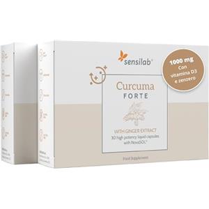 Sensilab Curcuma Capsule con Zenzero e Vitamina D3, Antinfiammatorio, Biodisponibilità 185 Volte Maggiore - 60 Capsule ad Alto Dosaggio - Curcumina NovaSol, Sensilab