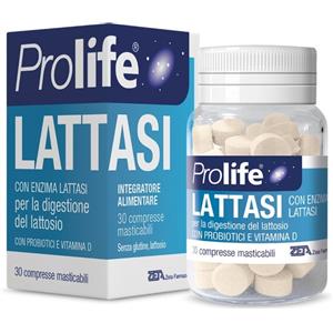 ZETA FARMACEUTICI Prolife Lattasi - Integratore Alimentare con Enzima Lattasi, Probiotici e Vitamina D - 30 Compresse Masticabili