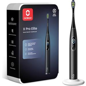 Oclean X Pro Elite Spazzolino Elettrico, Touch screen intelligente, 45 dB, 84.000 Movimenti al minuto, 32 Livelli di intensità, 4 Modalità, Sensore di pressione, Durata 35 giorni, IPX7, Nero