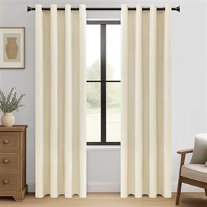 MRTREES Tenda Beige Coprente Tende Termiche Isolanti per Interni Tende Fonoassorbenti con Anelli Tende Oscuranti per Soggiorno Camera da Letto Salotto 2 Pezzi 140x220 CM