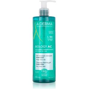 A-DERMA Biology AC Gel Detergente Schiumogeno Purificante 400 ml per Pelle Grassa e Acneica