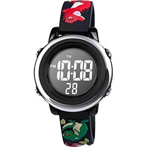 Vicloon Orologio Digitale per Bambini, da Polso per Ragazzi, Waterproof Retroilluminazione a 7 Colori, Visualizzazione Della Data e Dell'ora, Dinosauro