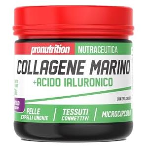 PRO NUTRITION Collagene Marino + Acido Ialuronico 160g, Integratore Alimentare Pelle Unghie Tessuti Connettivi, Senza Lattosio, Mantenimento di Unghie e Capelli Sani - Zinco, Biotina, Manganese