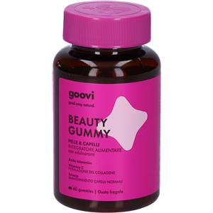 Goovi Beauty Gummy Pelle & Capelli - Integratore Alimentare con Acido Ialuronico e Vitamine - 60 Gummies al Gusto Fragola