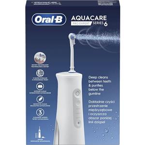 Oral-B AquaCare Pro-Expert Serie 6 Irrigatore con tecnologia ossigeno, 3 punte, 2 getti d'acqua, bianco