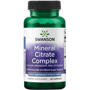 SWANSON Complesso Minerale Citrato - Calcio, Magnesio, Zinco e Potassio in 60 Capsule ad Alta Biodisponibilità