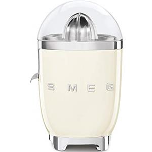 Smeg, Spremiagrumi Elettrico CJF11CREU, Spremitura a Pressione Manuale, Beccuccio Antigoccia e Cono Universale, Base Antiscivolo, Avvolgicavo Integrato, 70W, Panna