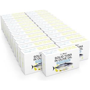 GymBeam Tonno in Scatola con Olio d'Oliva di Alta Qualità 25x120g, 28g di Proteine per 100g, Prodotto Portoghese, Tonno in Olio d'Oliva, Tonno in Scatola