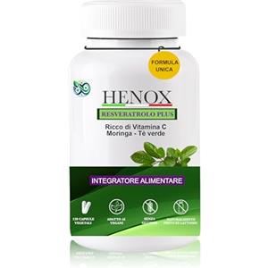 Bonich HENOX 500mg 120 Capsule con 9 Eccipienti Trans Resveratrolo Puro Integratore Vitamina C E Antiossidante Forte The Verde Moringa Curcuma Integratore per la Stanchezza Estratto Naturale Antinfiammatorio