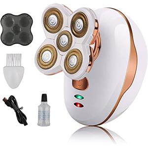 DFBFMO Rasoio elettrico per uomo e donna Wet & Dry impermeabile rasoio elettrico per uomo con display a LED rasoio rotante per capelli testa viso pelle tagliacapelli barba rasoio pulizia spazzola bianca