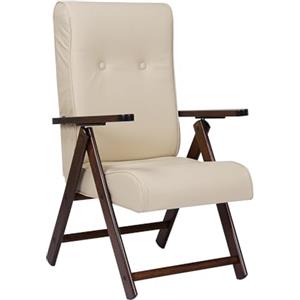 Liberoshopping Poltrona Sedia Sdraio MOLISANA Legno reclinabile 4 Posizioni in ecopelle (Panna)