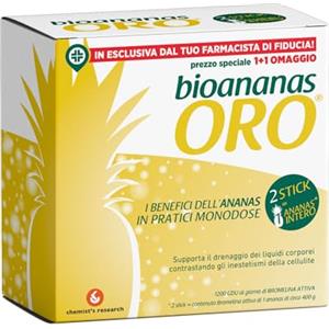 CHEMIST'S RESEARCH BIOANANAS ORO | Integratore Alimentare a Base di Succo di Ananas Arricchito in Bromelina | 30 Stick Monodose Senza Glutine, Coloranti, Ogm e Zuccheri Aggiunti (2)