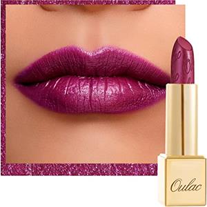 Oulac Rossetto Metallizzato Lucido, Rossetto Prugna Altamente Pigmentato, Lucentezza 3D, Rossetto Lunga Durata, Formula Cremosa e Idratante, Vegan, 4,3g (04) Sugar Plum