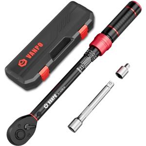 VANPO 3/8" Chiave Dinamometrica 5-60Nm, 72 Dente Moto e Bici Set di Chiavi Dinamometriche 3 Pezzi con 125mm Barra di Prolunga, Adattatore da 3/8-1/4, per Cambio Candela Auto