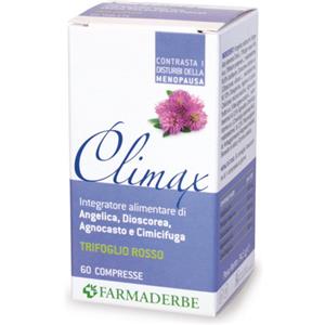 Farmaderbe Climax - Integratore Alimentare per la Menopausa con Angelica, Trifoglio Rosso, Dioscorea, Agnocasto e Cimicifuga - 60 Compresse