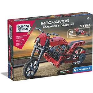 Clementoni Scienza e Gioco Build - Set di Costruzioni Roadster e Dragster per Bambini 8 Anni, Oltre 130 Pezzi per Scoprire Meccanica e Ingegneria, Made in Italy