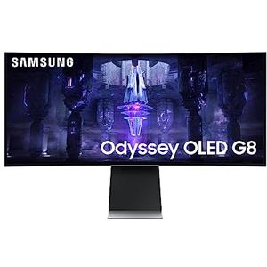 Samsung Monitor Gaming Odyssey OLED G8 (S34BG850), Curvo (1800R), 34'', 3440x1440 (WQHD), 21:9, HDR10+, OLED, 175Hz, 0,03ms (GtG), Freesync Premium, Micro HDMI, USB-C, Mini-DP, WiFi, Casse, HAS