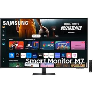 Samsung Smart Monitor M7 (S43DM702), Flat 43'', 3840x2160 (UHD 4K), Smart Hub con app di streaming, Office 365, Gaming Hub, Speaker integrati, Telecomando, WiFi, HDMI, USB-C