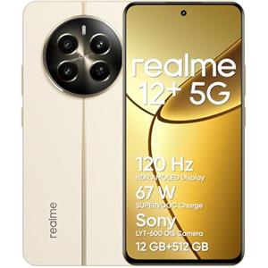 realme 12+ 5G Smartphone 12+512 GB con NFC, Sony LYT-600 OIS, Chipset Dimensity 7050 5G, Display AMOLED da 120 Hz, Smart Touch antipioggia, SUPERVOOC da 67 W, Navigator Beige(no adapter)