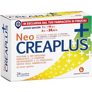 CHEMIST'S RESEARCH NEO CREAPLUS | Integratore Alimentare di Creatina, Sali Minerali e Vitamine, Sostiene il Metabolismo Energetico | 24 Bustine Gusto Agrumi Senza Glutine (1)