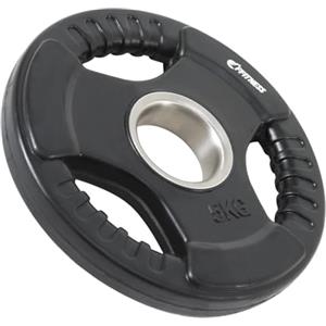 FFitness Disco Peso in Ghisa Gommato Dischi Palestra Bilanciere Olimpico Foro 50mm Piastra Tri-Grip da 2.5 a 20 kg (5, 1 disco)