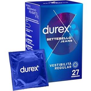 Durex Settebello Jeans, Preservativi Classici, Vestibilità Regular, 27 Profilattici