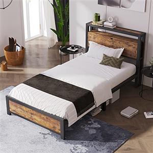 KUAKE Letto singolo in metallo, 90 x 200 cm, con testiera, letto con rete a doghe in metallo, letto per ragazzi con grande spazio sotto il letto, per camera da letto, camera degli ospiti (90 x 200 cm)